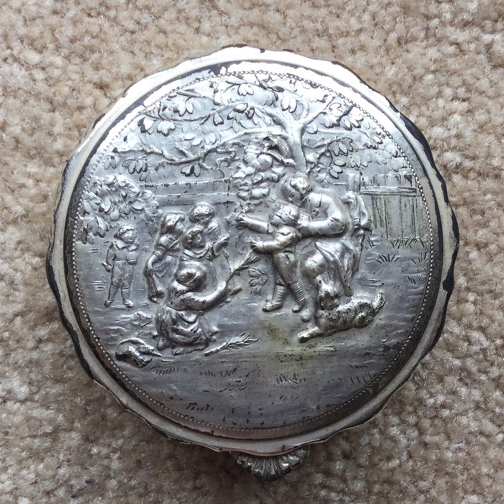 Vintage Metal Rosary Case